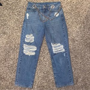 Carmar Denim ripped jeans with chains attached